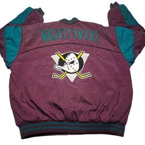 Vintage Anaheim Mighty Ducks Jacket Nutmeg Campri Puffer 90's NHL Men’s Large